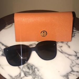 Tory Burch Black and Gold Rimmed Cat Eye Sunglass